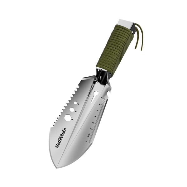 Naturehike Official Shop Multifunctional Shovel, Gardening Scoop, Outdoor Camping Equipment, Saw, Bottle Opener, Hole Digging, Wrench, Ruler, Etc, Gardening, Outdoor, Portable, Car Emergency Tool, Disaster Prevention, Storage Bag Included (Steel)