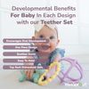 WeeSprout Handheld Teether Set (Matte Dark Gray, Blue & Green)