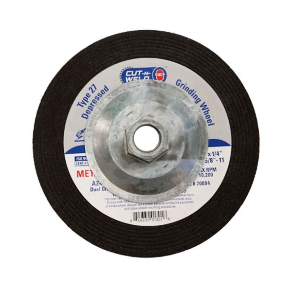 Cut N Weld Type 27 Dual Depressed Center Pipe Cutting Grinding Wheel 6" x 1/4"