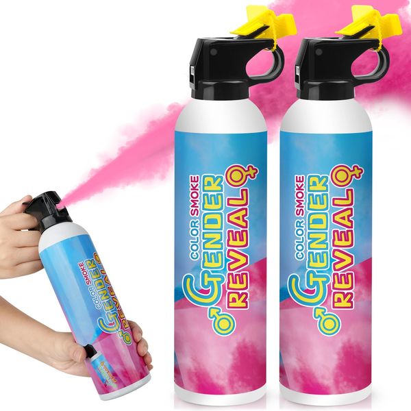 Merear Gender Reveal Fire Extinguisher 2 Packs, Gender Reveal Ideas, Baby Girl Reveal Party Ideas 100% Biodegragable for Gender Reveal Decorations (Pink)