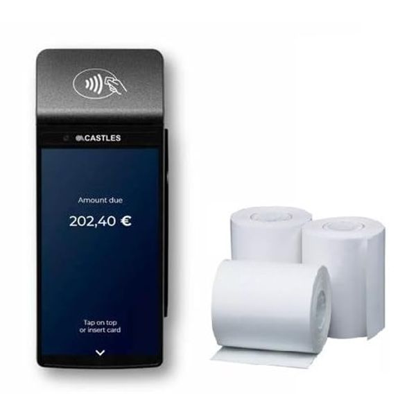 Replacement Receipt Paper for Castles S1F2, S1F3 Payment Terminal, 20 Rolls