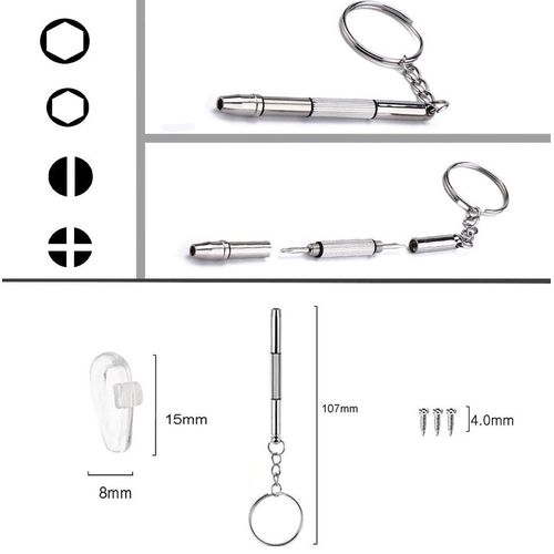 Nose Pads, Eyeglass Nose Pads, Nose Pads, Glasses Nose Pads, Precision Screwdriver for Glasses, Nose Pads, Prevents Glasses from Slipping, Tweezers, Screws Included, 6 Pairs