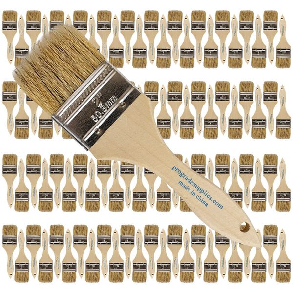 Pro Grade - Chip Paint Brushes - 96 Ea 2 Inch Chip Brush for Paints, Stains, Varnishes, Glues, & Gesso