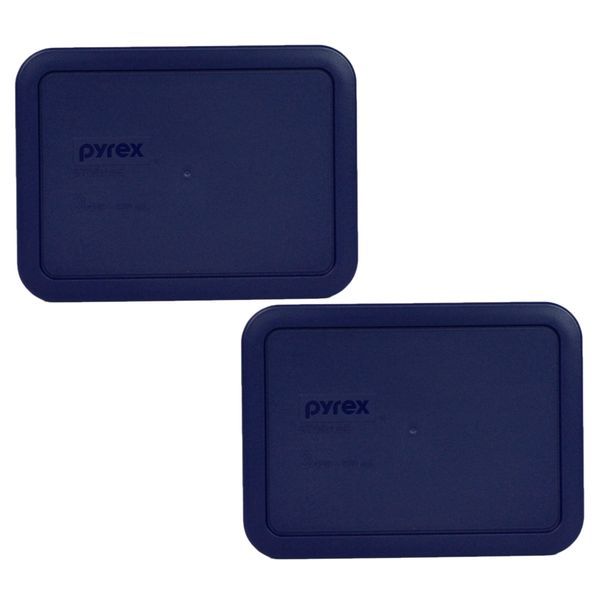 Pyrex Bundle - 2 Items: 7210-PC 3-Cup Blue Plastic Food Storage Lids Made in the USA