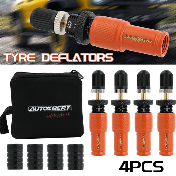 4PCS 10-30 PSI Adjustable Auto-Stop Tire Deflator Valve Kit Deflators offroad