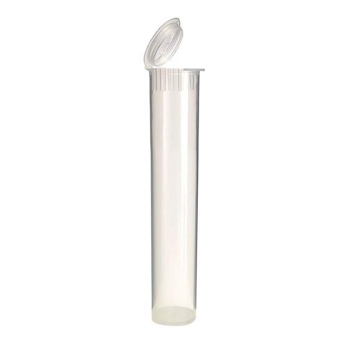 W Gallery 50 Clear 116mm Pop Top Tubes - Airtight Smell Proof Containers - Plastic Medical Grade Prescription Bottles for Pills Herbs Flowers Supplements, Bulk Pack, Not Glass Jars