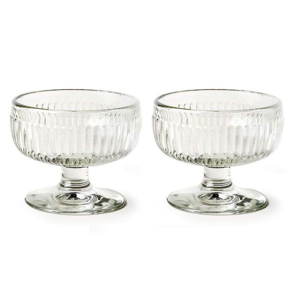 La Rochere Muldale Presents Tahiti Glass Sundae Ice Cream Shallow Dessert Bowl Set of 2