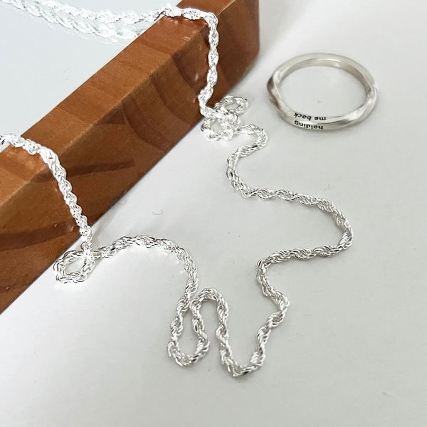 Silver 925 Twist Bold Chain Women Men Silver Necklace