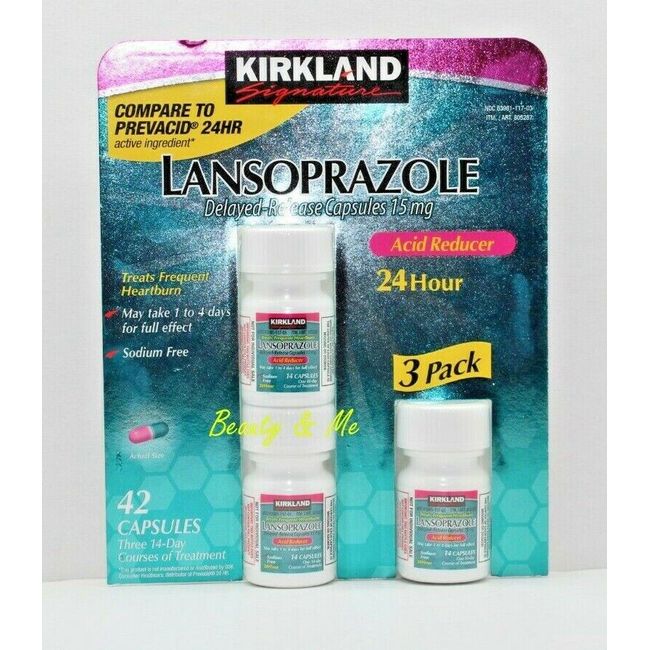 Kirkland Signature Lansoprazole 15 mg. Acid Reducer, 42 Capsules