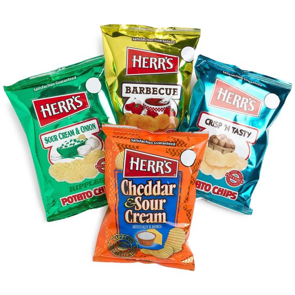 Herr's 4-Flavor Variety Pack Potato Chips, 1-Ounce Bags (Pack of 42)