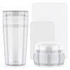 EBANKU Nail Art Stamper, 2PCS Clear Blue Silicone Stamping Jelly with 2PCS Scraper, French Smile Line Tools for Beauty Nail Art DIY (2 Shape) (Transparent)