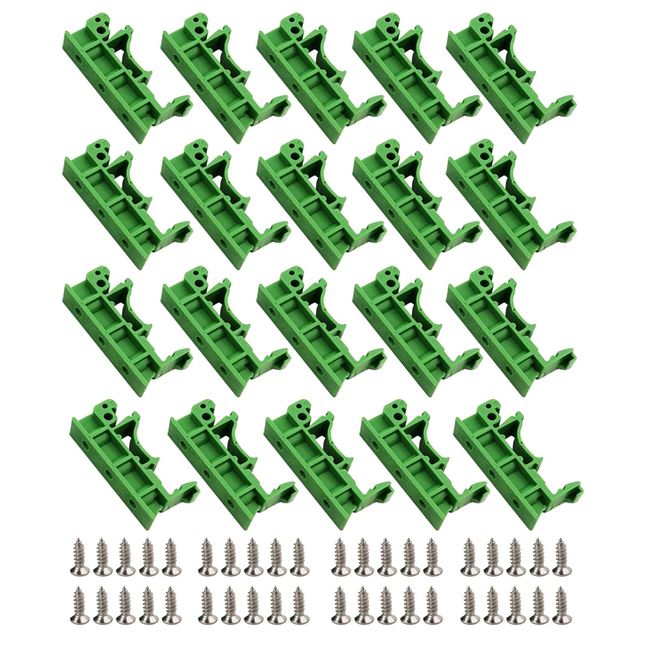 BuxiuGK 20 Stück(10 Sätze) PCB DIN C45 Schiene Hutschienen Adapter Kunststoff mit 40 Schrauben zum Sichern und Halten von Leiterplatten oder elektronischen Schaltgeräten für 35mm DIN-Schiene