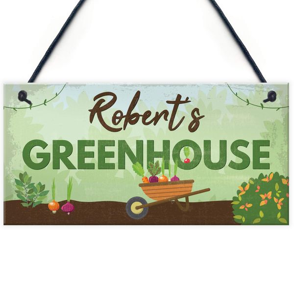 RED OCEAN Personalised Greenhouse Plaque Garden Shed SummerHouse Sign Dad Mum Friendship Gift