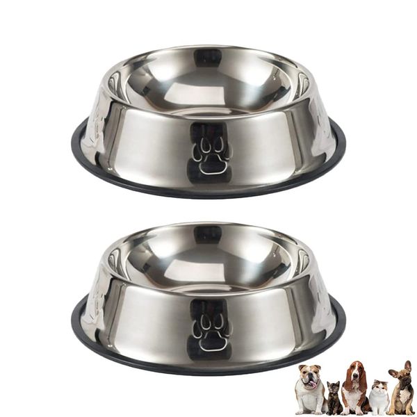 2 Pcs Stainless Steel Dog Bowls,Cat Feeding Bowls,Kitten Bowls,Pet Bowls with Anti-skid Base Stainless Steel,Puppy Dishes for Kittens Small Pet Feeder Bowls And Water Bowls