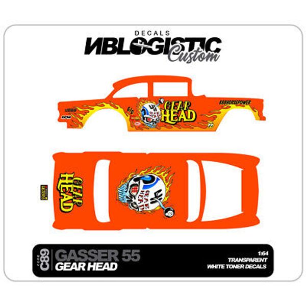 '55 CHEVY GASSER Universal WaterSlide Decal for hot wheels 1/64 Scale