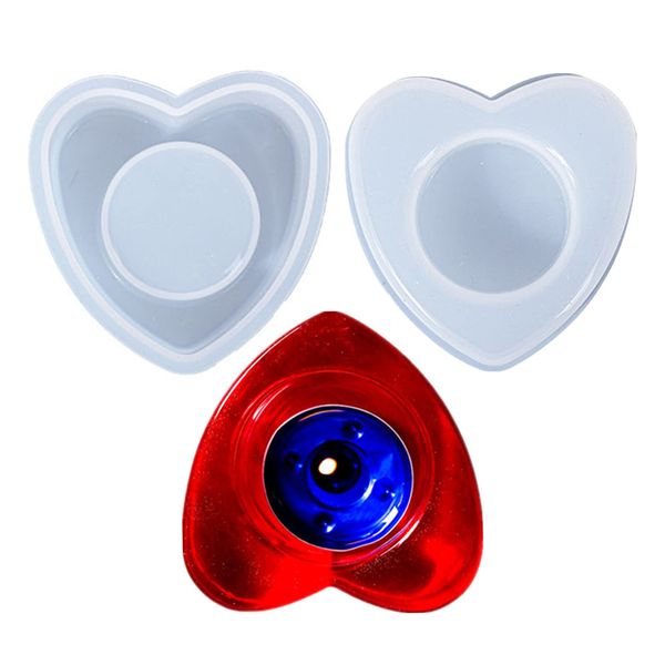 Silicone Candle Holder Molds, 2 Pcs Heart Shaped Valentine's Day Epoxy Resin Moulds for Candlestick, Tea Light Votive, Jewelry Storage Box, Ashtray, Home Decoration