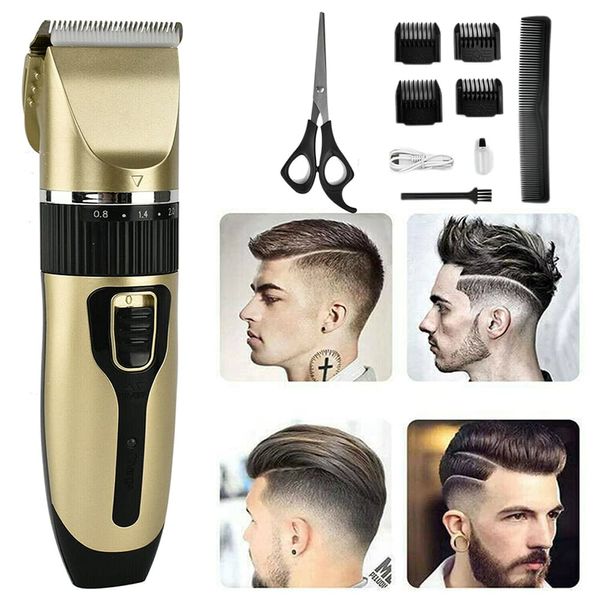 Cordless Hair Clippers for Men Kids Family, Professional Hair Trimmer USB Rechargeable Led Display Five Speed Adjustment Electric Ceramic Blades 4 Guide Combs