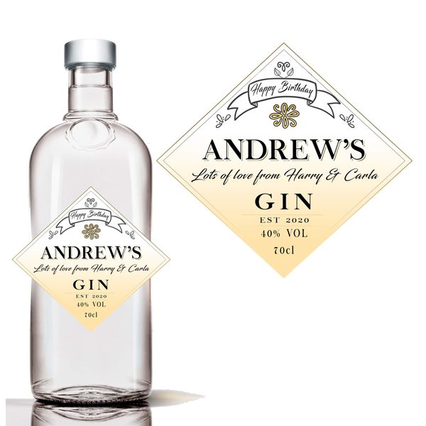 Personalised Gin Bottle Label Custom - Any Wording