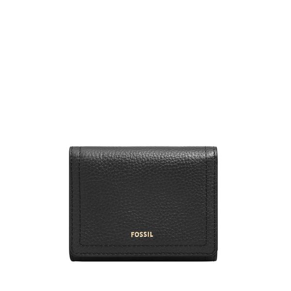 Fossil Women Logan Tri-Fold Wallet, Black, Small