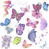 Wendergo 12 Sheets Butterfly Kids Tattoos, Temporary Butterfly Stickers, Glitter Tattoos for Girls Children Birthday Party Carnival Makeup Party Bag Fillers