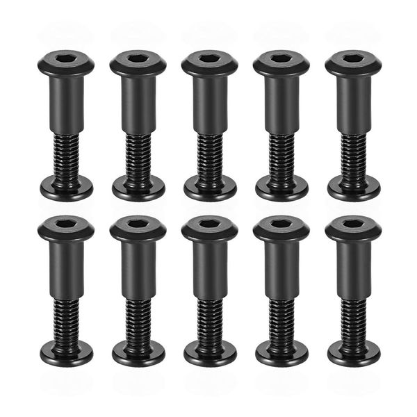 uxcell Screw Post Belt Buckle Binding Bolt Leather Fastener Carbon Steel Fits 8mm Hole Diameter Male M6x20mm Black Set of 10