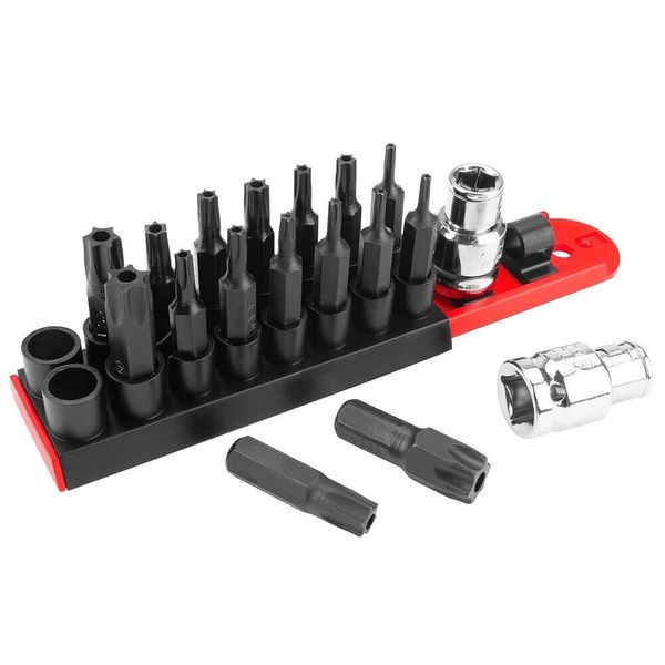 Performance Tool W1383 16-Piece Tamper Resistant Star Bit Socket Set - Chrome...