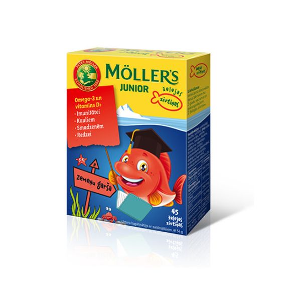 Mollers JUNIOR Fish Oil Omega-3 D Vit for Children Strawberry flavor 45 jelly