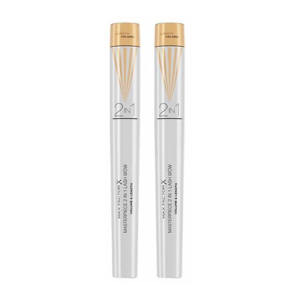 2 x Max Factor Masterpiece 2 in 1 Lash Wow Volume & Length Mascara 7ml - Black