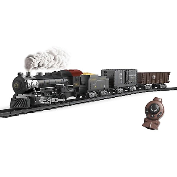 Electric Toys Train Set for Boy,Remote Control Train Track Model Toy with Steam,