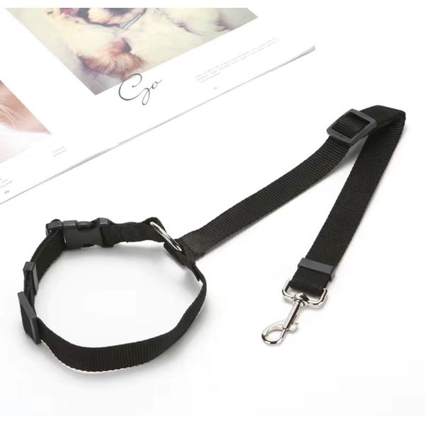 Pet Car Seat Belt BLACK - 2 in 1 Leash & Backseat Safety Belt Adjustable