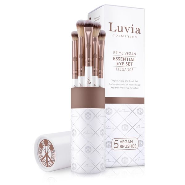 Augenpinsel-Set Luvia, Essential Eye Brush Set, 5 Lidschatten Schminkpinsel-Set, Perfektes Verblenden & Auftragen, Veganes Pinselset Perl/Coffee