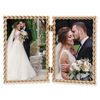 4x6 Hinged Double Cast Metal Picture Frames, Gold Rope Design