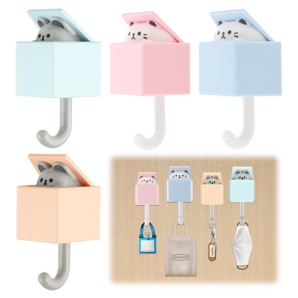 Cute Cat Key Hook Wall Mounted Adhesive Hook Room Decor for Coat Scarf