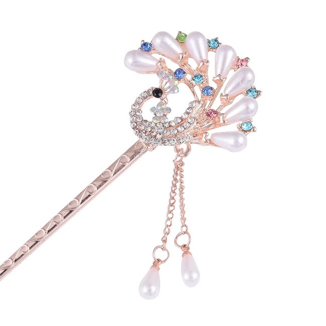 Katutude Chinesischer Haarstab, Vintage Haarspangen Strass Perlen Blume Haarspangen Elegante Haarstock, Damen Haarstäbchen Haarschmuck für Frauen Mädchen