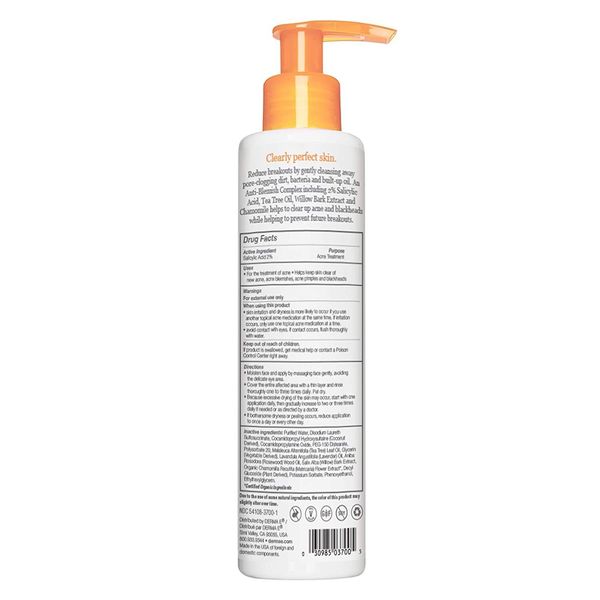 DERMA E Very Clear Acne Cleanser with Salicylic Acid & Anti-Blemish Complex 6 oz