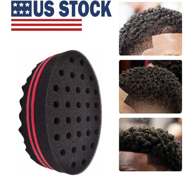 Barber Hair Brush Sponge Double Side Locking Afro Curl Twist Dreads Coil Wave US