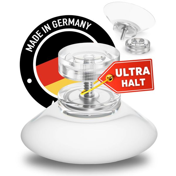 Raumhero® Saugnapf mit Gewinde (Starke Haftkraft) Glas Saugnäpfe mit transparenter Rändelmutter Ø30mm - 100% Made in Germany - Saugknöpfen, Saugknopf, Saugnapf schraubbar, Saugnoppen (4)