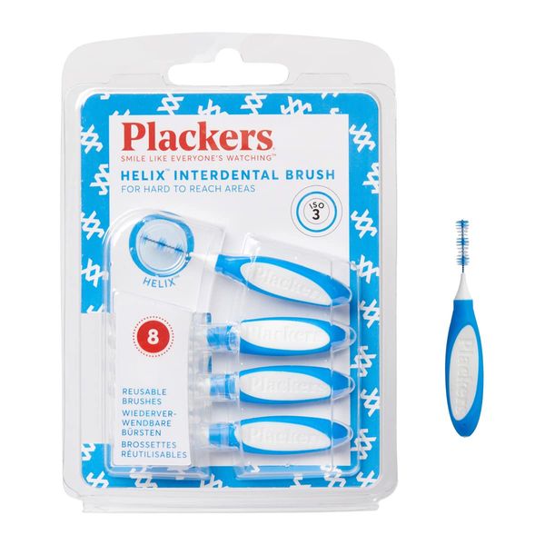 Plackers Tough Spiral Interdental Brush, 0.6mm, 4S, 8-Pack, I-Shape