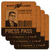 Superman Clark Kent Press Pass Low Profile Novelty Cork Coaster Set