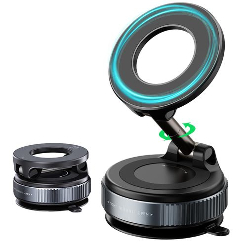 Jkoailiwi Swivel Locking Vacuum Suction Car Phone Holder for Magsafe, 360° Adjustable Magnetic Suction Cup Phone Mount, Cell Phone Holders for Your Car for All Smartphones