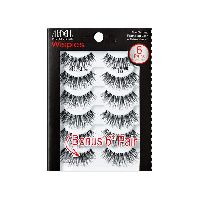 Ardell Wispies 113 Black, 6 Pairs x 1 Pack