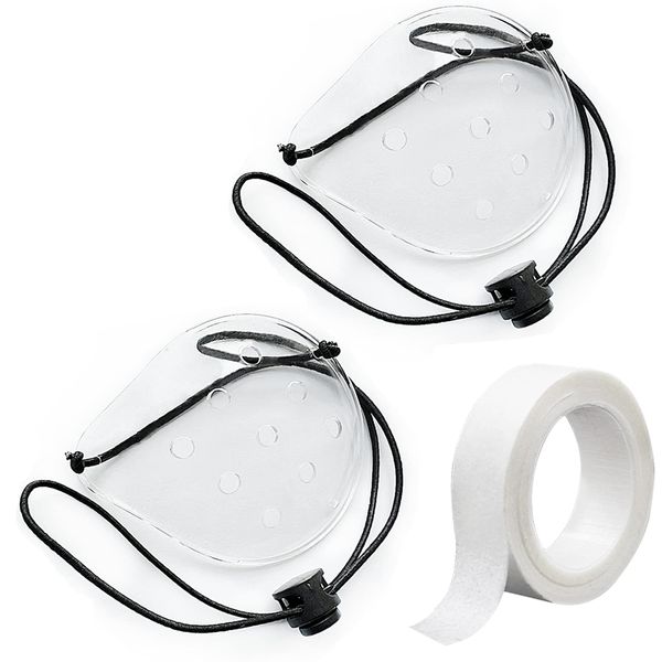 Vandorla Eye Shield, 2 Pcs Plastic Eye Shield Eye Patch for Eye Surgery Covering Breathable After Surgery Eye Protection with 1 Roll Tape & 2 Elastic Rope, Clear