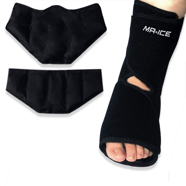 Foot Ankle Ice Pack Wrap for Foot Pain Relief - Ankle Ice Pack for Injuries Reusable Gel Cold Pack for Achilles Tendonitis, Plantar Fasciitis, Sprained Ankles and Feet Sore - 2 Gel Ice Packs