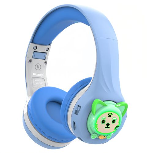 Riwbox CB-7S Kids Bluetooth Headphones, LED Light Up, 74/85/95dB Safe Volume Limited, TF Card, 50H Playtime, Bluetooth V5.3 Wirless Headphones with Mic and Volume Control for Tablet