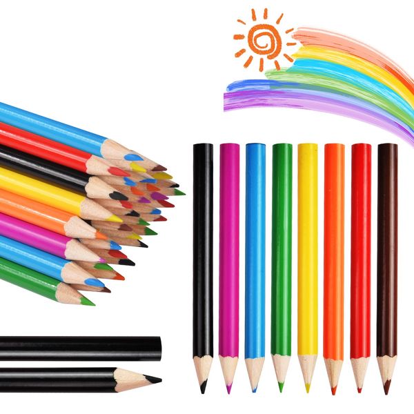 AUAUY Mini Colouring Pencil Packs, 24 Sets of 8 Wooden Colored Pencils for Children, Colouring Pencils for Kids Party Bag Fillers, Kids Birthday Gifts, Class Rewards, Student Drawing and Doodle