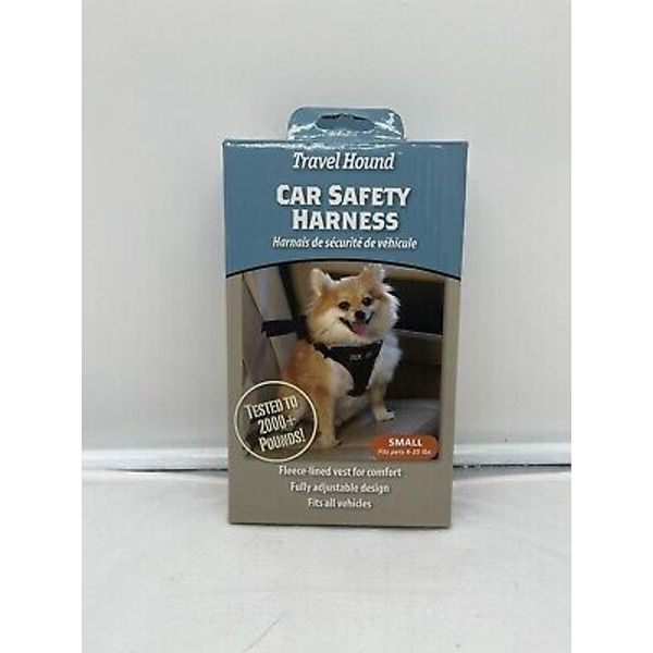 TRAVEL HOUND Car Safety Harness Size SMALL Fits Pets 6-25 lb Fleece-Lined