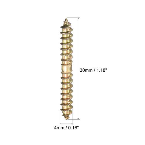 uxcell 4x30mm Hanger Bolts, 80pcs Double Ended Self-Tapping Thread Wood to Wood Dowel Screws for Wood Connecting