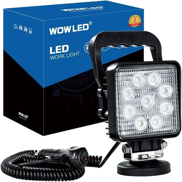 WOWLED 27W Portable LED Work Light Flood Lamp with Magnetic Base for Car, Off-Road, Truck, Boat, Tractor, Truck, Engineering Vehicle, Maintenance, Camping Light DC 9-32V