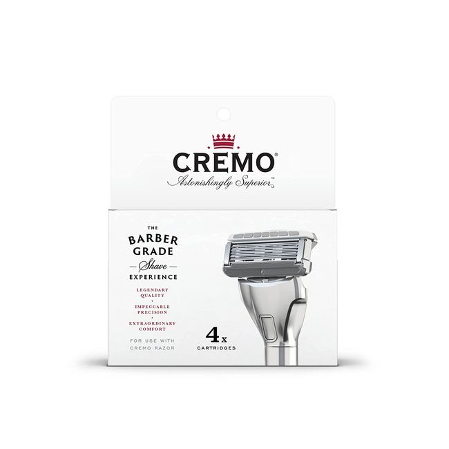 CREMO - Barber Grade Razor Blades for Men | 4 Refills, Silver