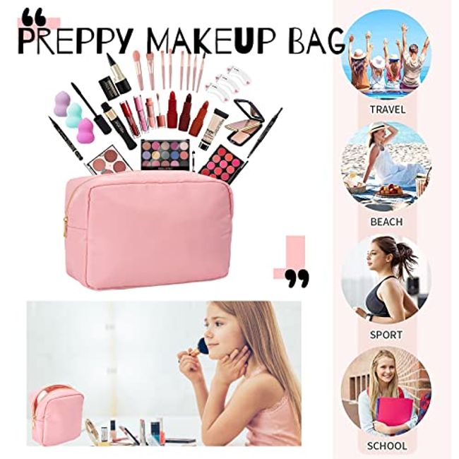 Mini Clear Travel Makeup Organizer Bag for Purse, Small Cute Makeup Bag  Preppy Cosmetic Zipper Pouch Purse, Transparent PVC & Nylon Travel Coin  Pouch